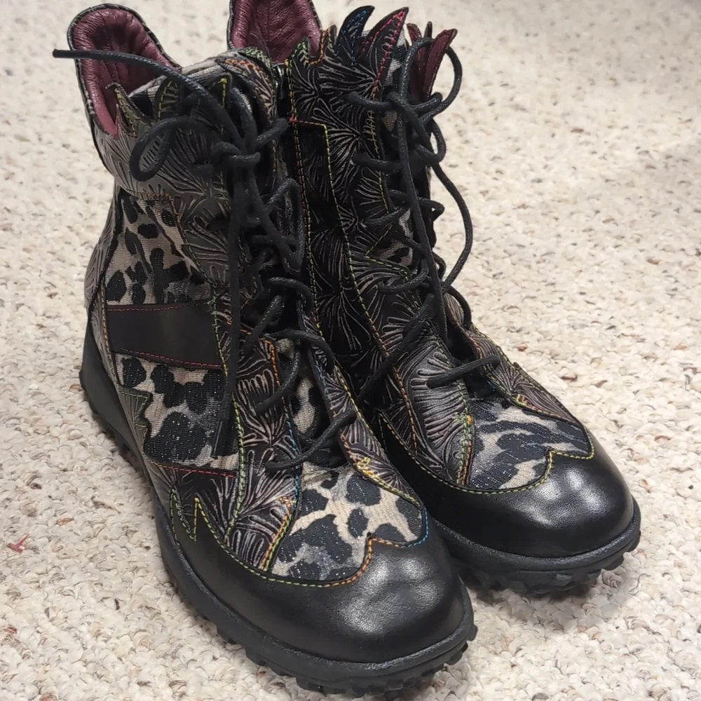 L'Artiste Boots Size 36 2005 Black Colorful - Picture 7 of 9